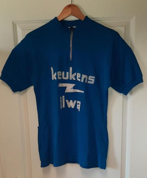 Wollen Retro wielrenshirt blauw Keukens ILWa, Fietsen en Brommers, Fietsaccessoires | Fietskleding, Zo goed als nieuw, Dames, Heren