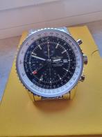 Breitling Navitimer World GMT Black Dial A24322, Sieraden, Tassen en Uiterlijk, Horloges | Heren, Staal, Staal, Breitling, Ophalen of Verzenden