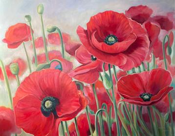 Schilderij klaprozen . beschikbaar voor biedingen