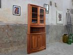 Deens Design Hoek Vitrine Kast | Hoge Teak Vitrinekast 2, Gebruikt, Glas, 150 tot 200 cm, 50 tot 75 cm