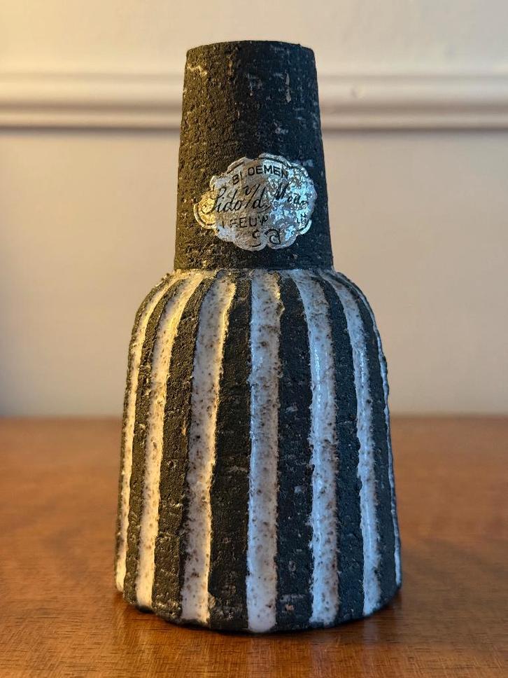 Vintage Westraven Utrecht keramiek vaasje / kandelaar, Huis en Inrichting, Woonaccessoires | Vazen, Gebruikt, Zwart, Minder dan 50 cm