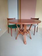 Ronde eettafel, bamboe, hout, rotan d 110cm, h 75cm, Ophalen, Gebruikt, Rond, 100 tot 150 cm