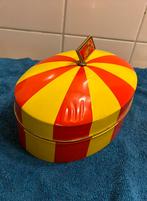 Leuk Bolletje koek blik / koektrommel. Rood geel, Ophalen of Verzenden, Gebruikt, Koek(jes), Bolletje