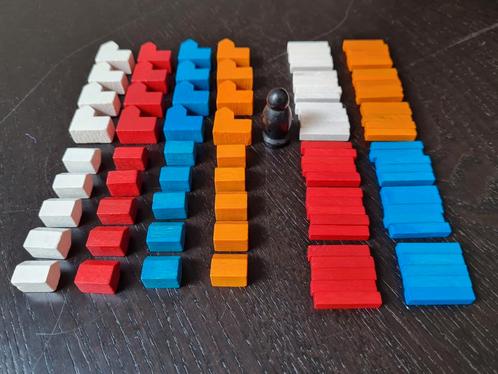 Set houten speelstukken voor Basisspel Kolonisten van Catan, Hobby en Vrije tijd, Gezelschapsspellen | Bordspellen, Zo goed als nieuw
