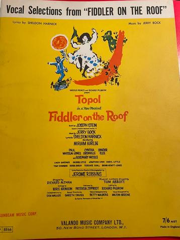 Songs uit Fiddler on the Roof voor piano beschikbaar voor biedingen