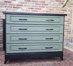 Stoere ladekast zwart/zacht groen, Modern, stoer, Zo goed als nieuw, Minder dan 100 cm, 25 tot 50 cm