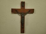 hangende kruis met brons christus eraan, Antiek en Kunst, Ophalen of Verzenden