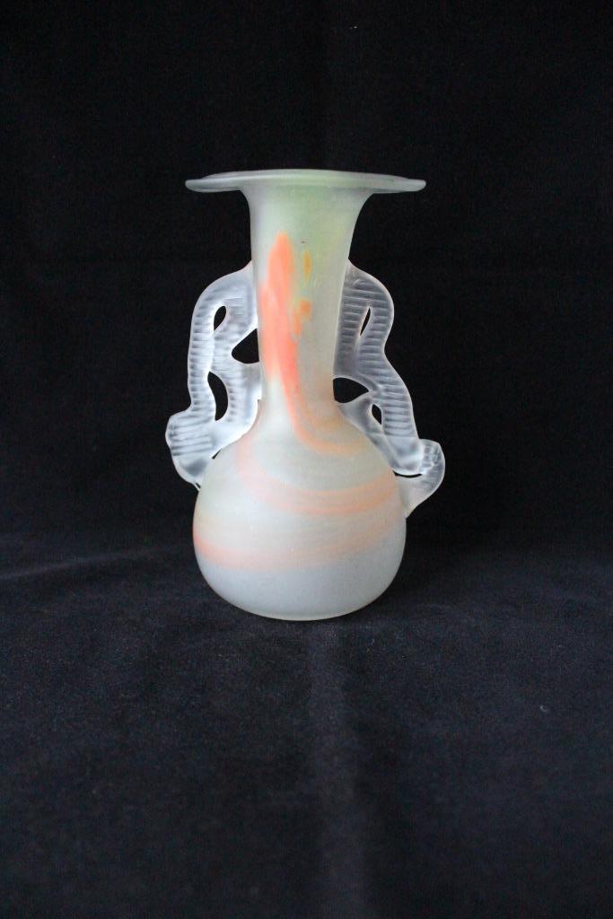 Vintage Cristallerie de Toul Frankrijk glazen vaas c 1970, Antiek en Kunst, Antiek | Glas en Kristal, Ophalen of Verzenden
