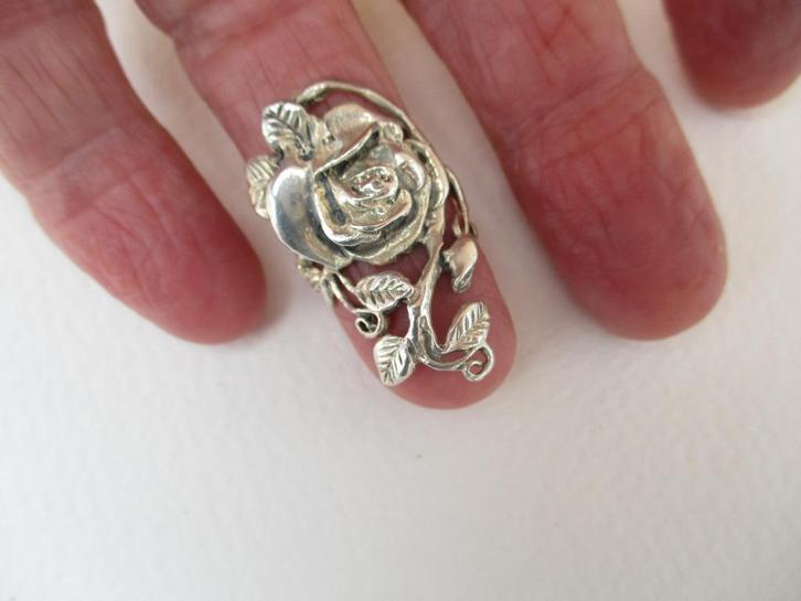 Zilveren mooie aparte brede ring 16.5 mm BLOEM TAK 925zilver, Sieraden, Tassen en Uiterlijk, Ringen, Zo goed als nieuw, Dame, Kleiner dan 17