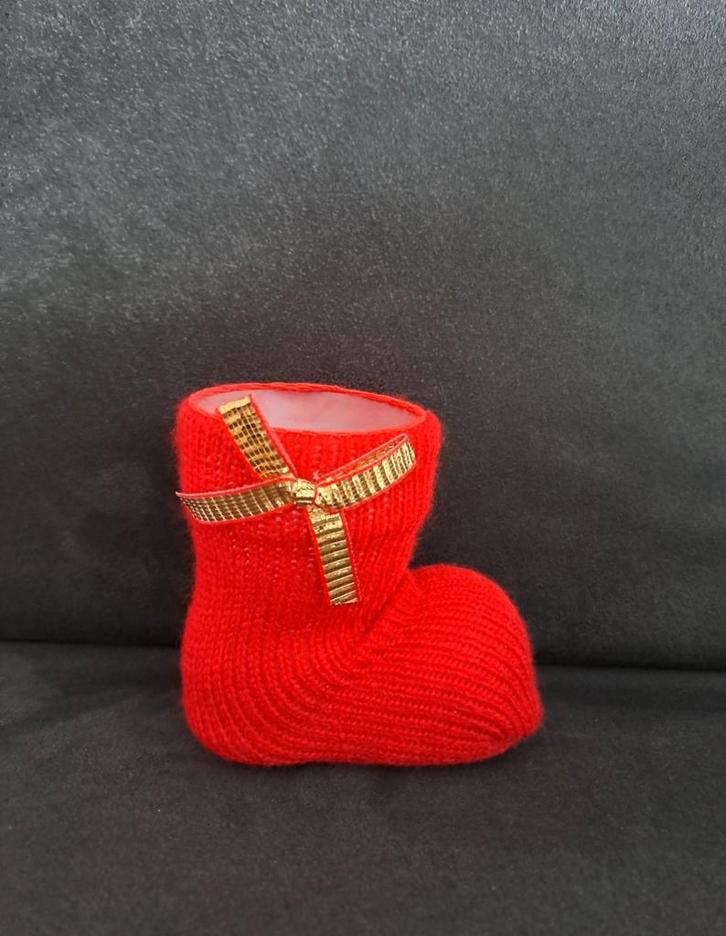 Rode kerstlaars met gouden strik decoratie laars kerstman, Diversen, Kerst, Nieuw, Ophalen of Verzenden