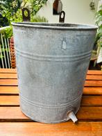 Zinken bloempot / retro plantenpot / hangpot, Tuin en Terras, Bloembakken en Plantenbakken, Gebruikt, Minder dan 60 cm, Rond, Metaal