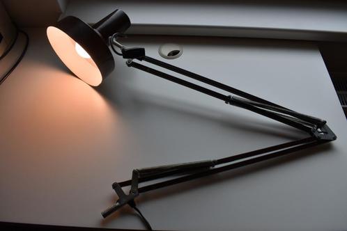 Retro bruine metalen bureaulamp vintage - industrieel, Huis en Inrichting, Lampen | Tafellampen, Gebruikt, Minder dan 50 cm, Metaal