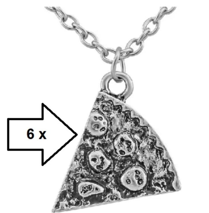 6 pizzapunten = 1 PIZZA, Sieraden, Tassen en Uiterlijk, Kettingen, Nieuw, Overige materialen, Zilver, Met hanger, Ophalen
