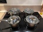 SOLA Pannenset met Afgietdeksels - Inductie Geschikt, Huis en Inrichting, Gebruikt, Inductieplaat, Pannenset, Ophalen of Verzenden