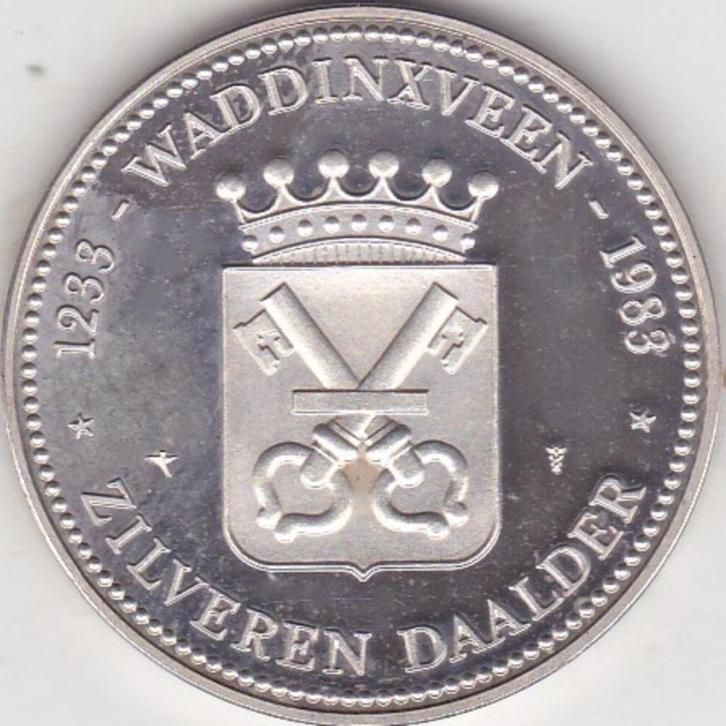 1233  WADDINXVEEN  1983   ZILVERDAALDER, Postzegels en Munten, Penningen en Medailles, Overige materialen, Ophalen of Verzenden