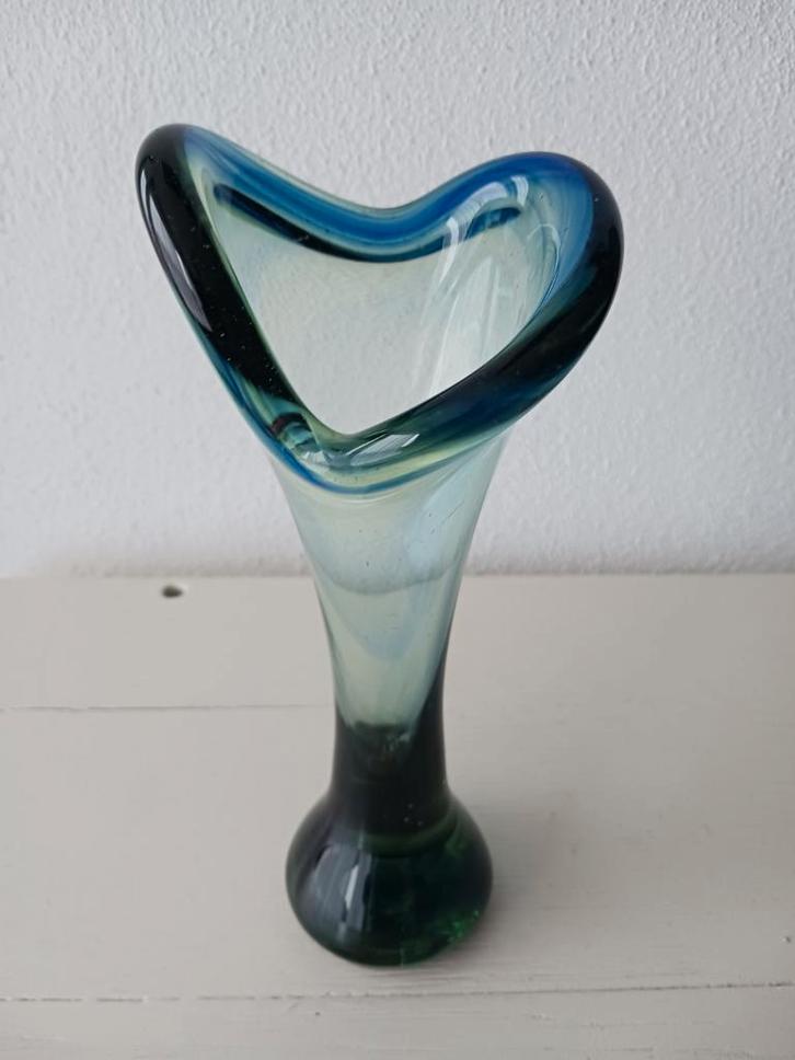 Oude Murano vaas, groen blauw, 1950-1960, Antiek en Kunst, Antiek | Vazen, Ophalen of Verzenden