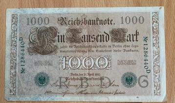 Bankbiljet 1000 Mark van 1910 beschikbaar voor biedingen