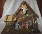 Vintage kerststal met kerstgroep, Diversen, Kerst, Ophalen of Verzenden, Gebruikt
