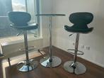 Bar set met tafel & 2 barkrukken, Huis en Inrichting, Barkrukken, Ophalen, In hoogte verstelbaar, 60 tot 90 cm, Zo goed als nieuw