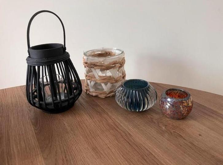 Kaarsenhouders 4 stuks, Huis en Inrichting, Woonaccessoires | Kandelaars en Kaarsen, Gebruikt, Kandelaar, Minder dan 25 cm, Overige materialen