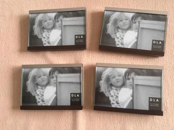 4 fotolijstjes 15 x 20 cm nieuw d.bruin/metaalrand  beschikbaar voor biedingen