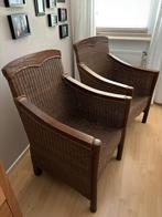 Bruinen rieten stoelen, Huis en Inrichting, Stoelen, Ophalen, Twee, Bruin, Riet of Rotan