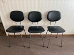 Vintage stoelen 3 stuks zwart retro skai buisframe Soudeurop, Huis en Inrichting, Stoelen, Ophalen, Zo goed als nieuw, Zwart