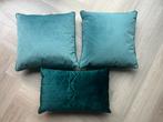Nieuw set luxe sierkussens groen turquoise velvet vierkant, Huis en Inrichting, Woonaccessoires | Kussens, Ophalen of Verzenden