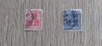 2 Postzegels Deutsches Reich 10PF Rood/20PF Blauw., Ophalen of Verzenden, Duitse Keizerrijk, Gestempeld