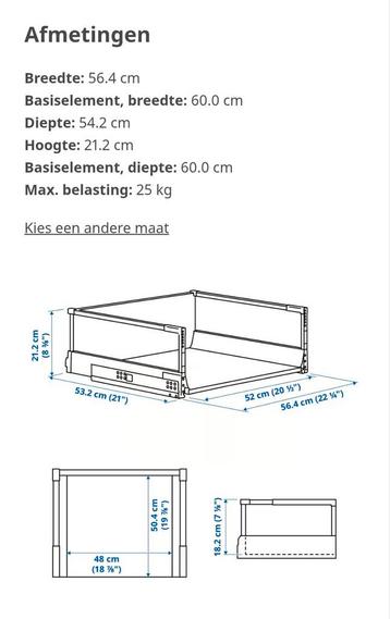 Ikea Maximera lade hoog 60x60cm - afbeelding 3