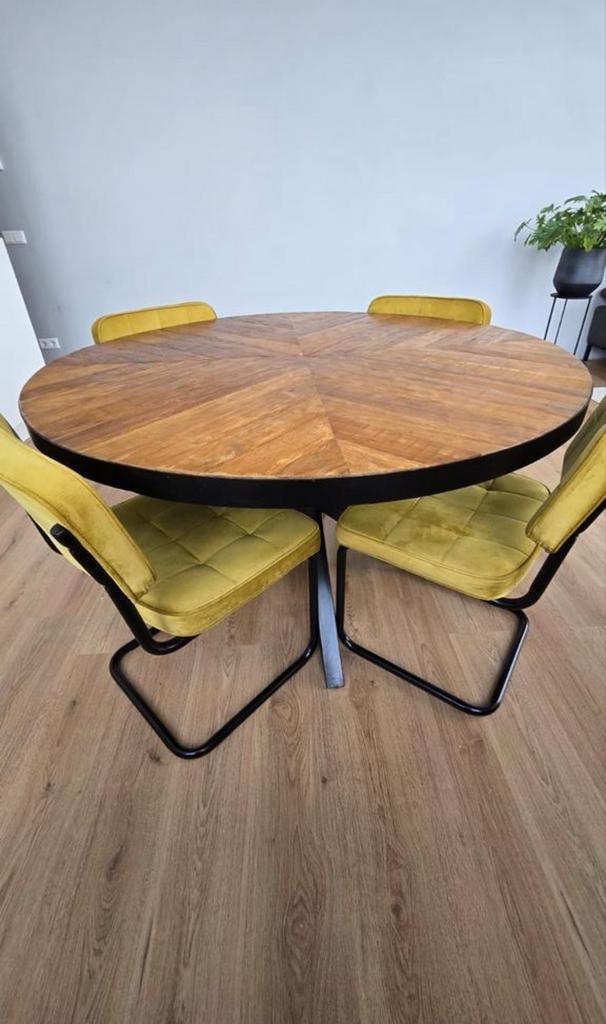 Eijerkamp eettafel | teakhout + stoelen | hotel chique stijl, Huis en Inrichting, Tafels | Eettafels, Gebruikt, 100 tot 150 cm