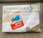 Vintage Cinderella geborduurd laken 150x250 cm nw in verpak, Eenpersoons, Wit, Overige typen, Nieuw