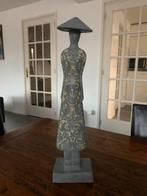 Handbeschilderd Chinees Beeld met Hoed - 48cm, Ophalen of Verzenden, Gebruikt, Mens