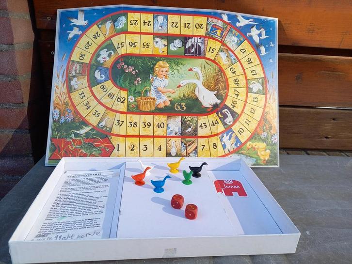 Ganzenbord Jumbo - Compleet!, Hobby en Vrije tijd, Gezelschapsspellen | Bordspellen, Gebruikt, Een of twee spelers, Drie of vier spelers