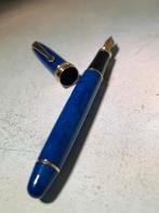 Blauwe marmerlak vulpen Postbank IRIDIUM  -Goud 14krt, Verzamelen, Pennenverzamelingen, Ophalen of Verzenden, Zo goed als nieuw