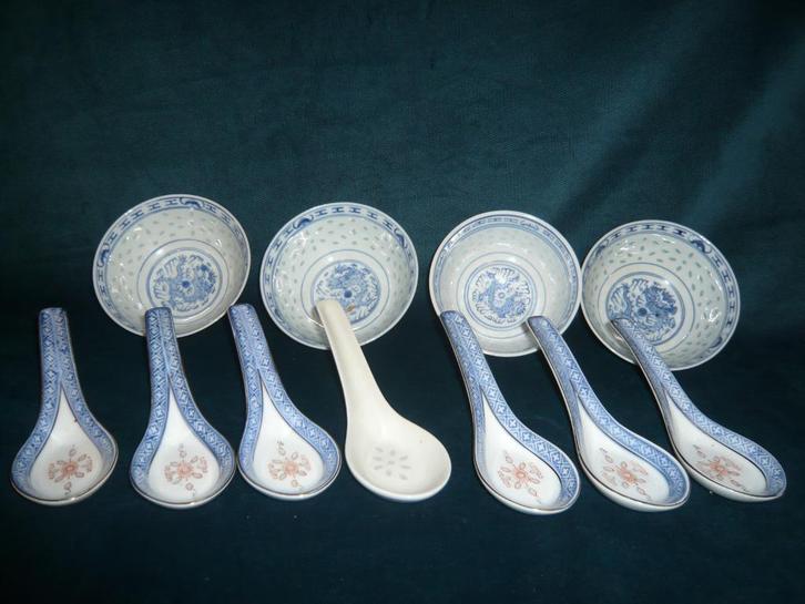 Chinees porselein schaaltjes met lepels, Antiek en Kunst, Antiek | Porselein, Ophalen of Verzenden