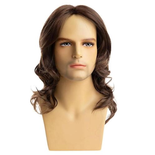 Bruine Lange Heren Pruik Mannen Haarstuk Haren, Sieraden, Tassen en Uiterlijk, Uiterlijk | Haarverzorging, Nieuw, Pruik of Haarverlenging