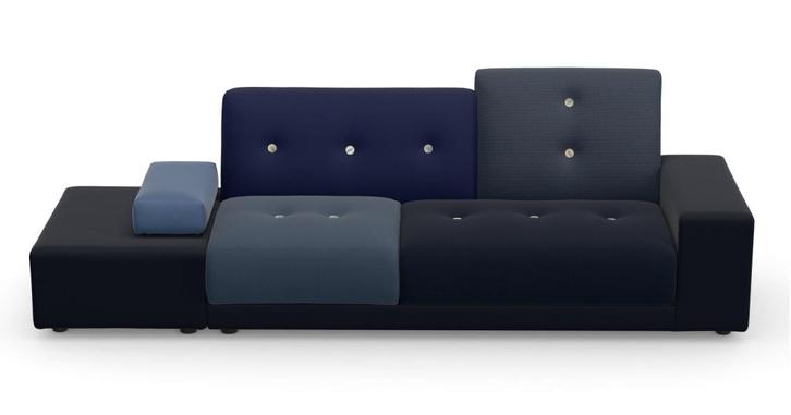 1 Vitra Hella Jongerius Poldersofa & Ottoman Antarctic Blues, Huis en Inrichting, Banken | Bankstellen, Nieuw, Rechte bank, 250 tot 300 cm
