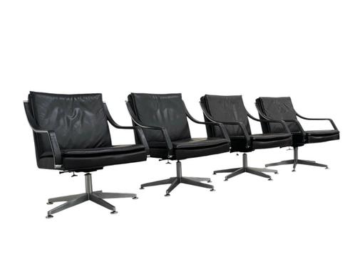 4 Knoll conferentie stoelen / fauteuils design jaren 80 leer, Huis en Inrichting, Stoelen, Gebruikt, Vier, Leer, Ophalen