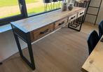 Sidetable zwart staal met hout, Huis en Inrichting, Tafels | Sidetables, 50 tot 100 cm, Rond, Ophalen of Verzenden, Zo goed als nieuw