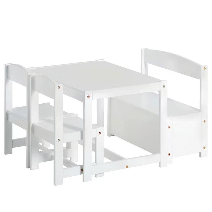 Speeltafel met opberg bankje  en 2 stoeltjes, Kinderen en Baby's, Kinderkamer | Tafels en Stoelen, Tafel(s) en Stoel(en), Ophalen