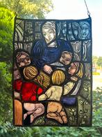 Glas in lood paneel - Vrouw met kinderen, Antiek en Kunst, Ophalen of Verzenden