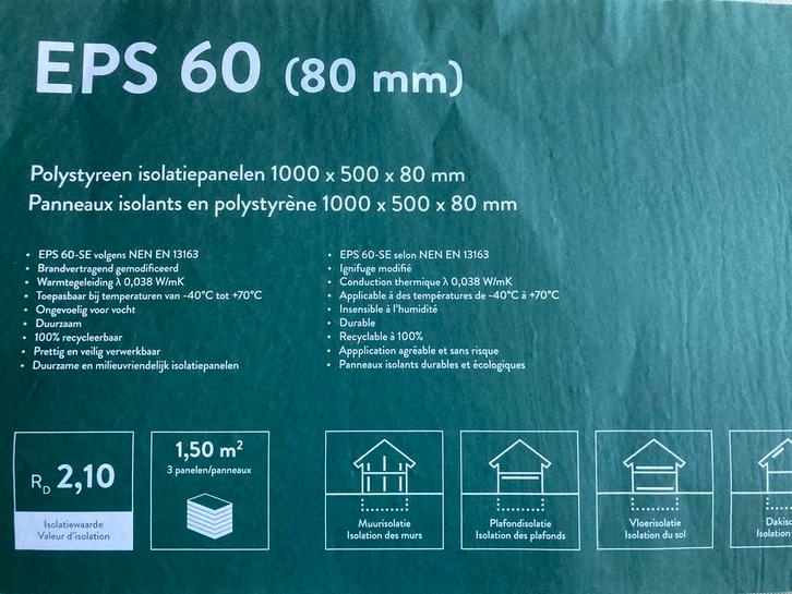 EPS isolatieplaten, Doe-het-zelf en Verbouw, Isolatie en Afdichting, Nieuw, Piepschuim (Tempex), 8 tot 12 cm, Minder dan 5 m²