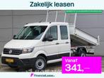 Volkswagen Crafter 140pk Kipper Dubbel Cabine Trekhaak Airco, Stof, Gebruikt, Euro 6, 4 cilinders