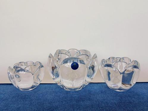 Set 3 Sfeerlichten Kristal Lotus Royal Copenhagen, Antiek en Kunst, Antiek | Glas en Kristal, Ophalen of Verzenden
