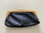 Vintage zwarte kunstlederen tas patent 21963, Ophalen of Verzenden, Zo goed als nieuw, Zwart, Avondtasje