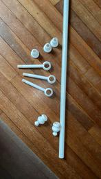 Gordijnroede 230cm + einddoppen wit hout, Huis en Inrichting, Ophalen, Wit, 50 tot 100 cm, Zo goed als nieuw