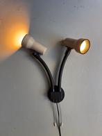 Vintage wandlamp, spots,  dubbele gooseneck, Ophalen, Gebruikt, Metaal, Vintage