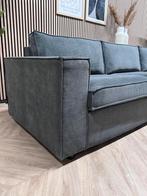 ZGAN WOOOD Ribstof Hoekbank - Donker Grijs - 285 x 190, Ophalen, 250 tot 300 cm, Hoekbank, Zo goed als nieuw