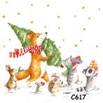 Servetten decoupage/bullet journal – kerstdieren C617, Verzenden, Nieuw, Materiaal